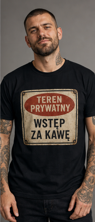 T-shirt PRL – Teren prywatny: Wstęp za kawę
